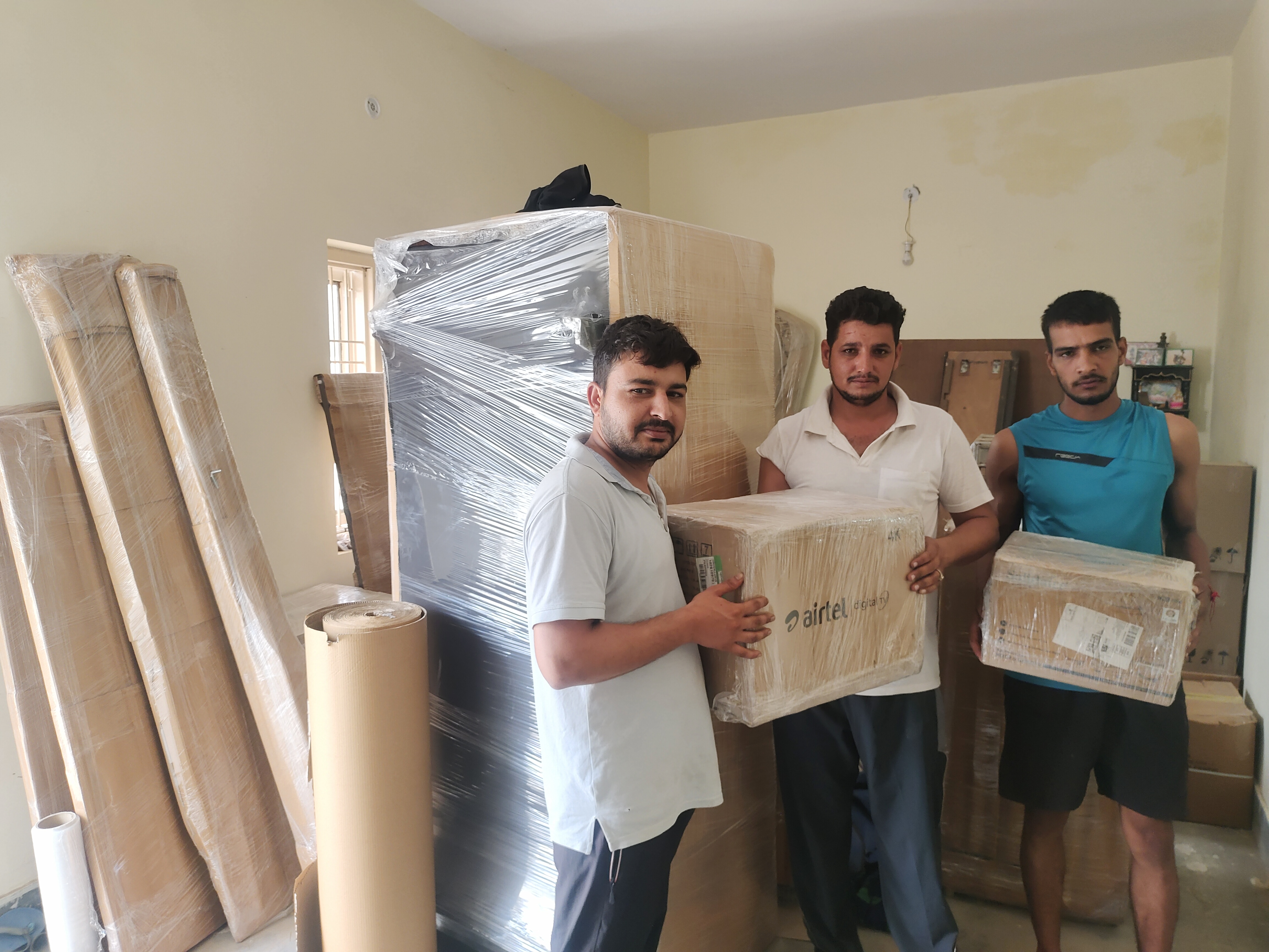 Professional workers helping with moving
